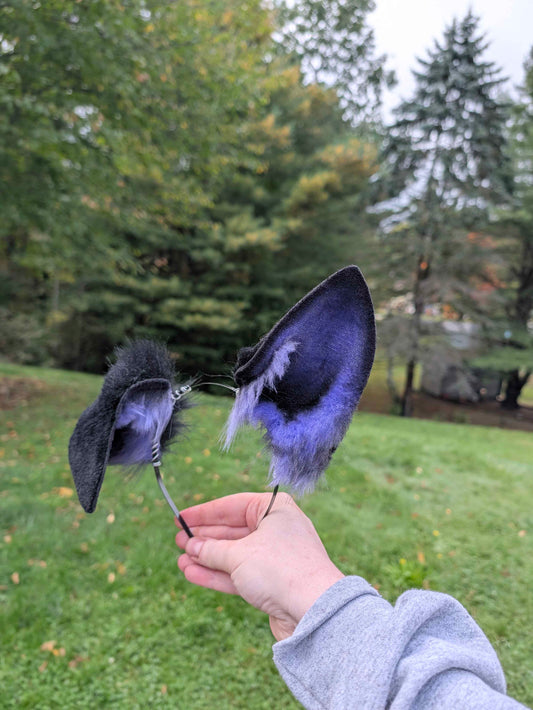 Black/Purple Tall Puppy Ears - DISCOUNTED