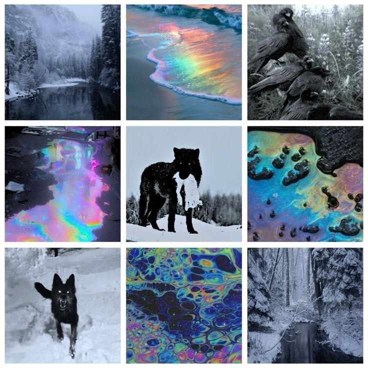 Dark Oil Slick Wolf Moodboard Ears