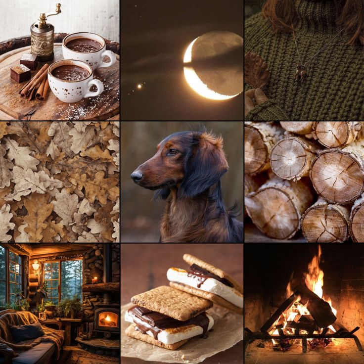 Cozy Autumn Cabin Dachshund Moodboard Ears