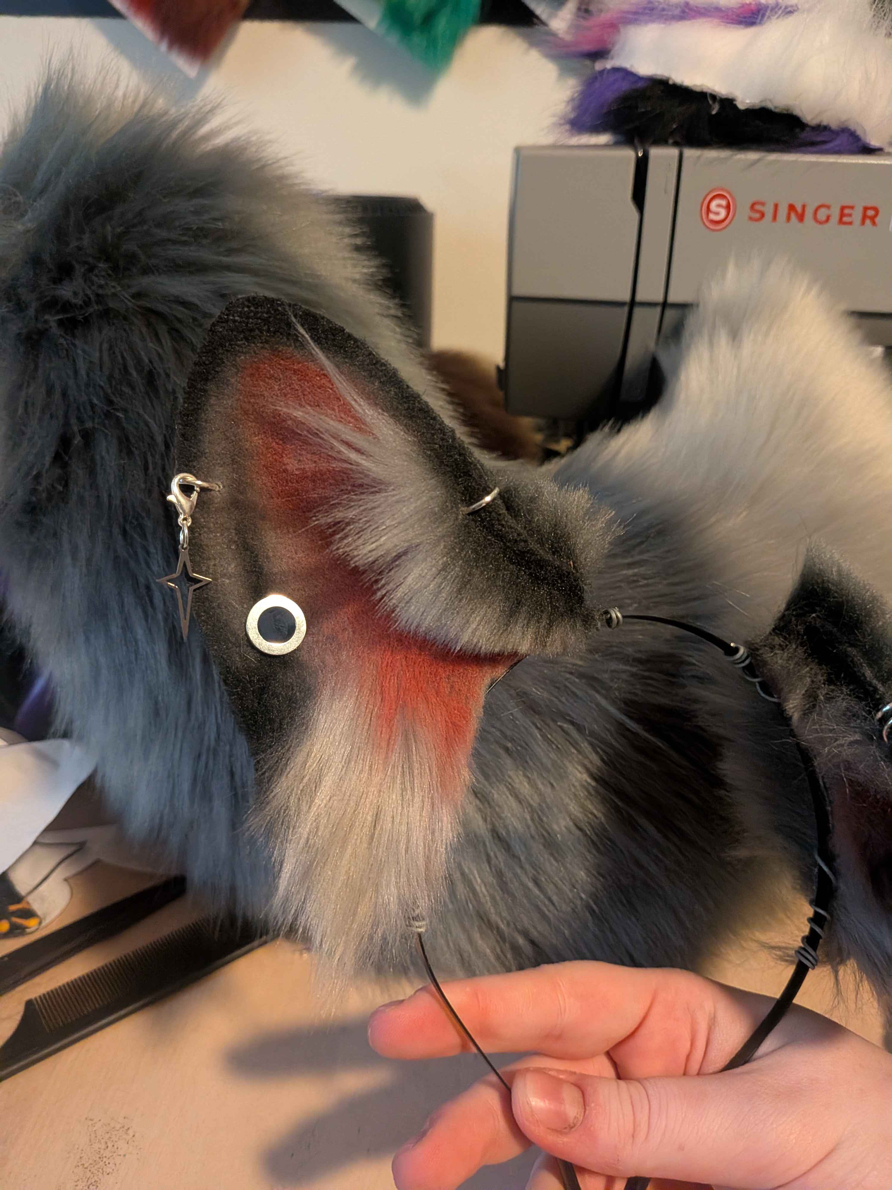 Grey Puppy Set - Ears, Half-Curl Tail, Paws!