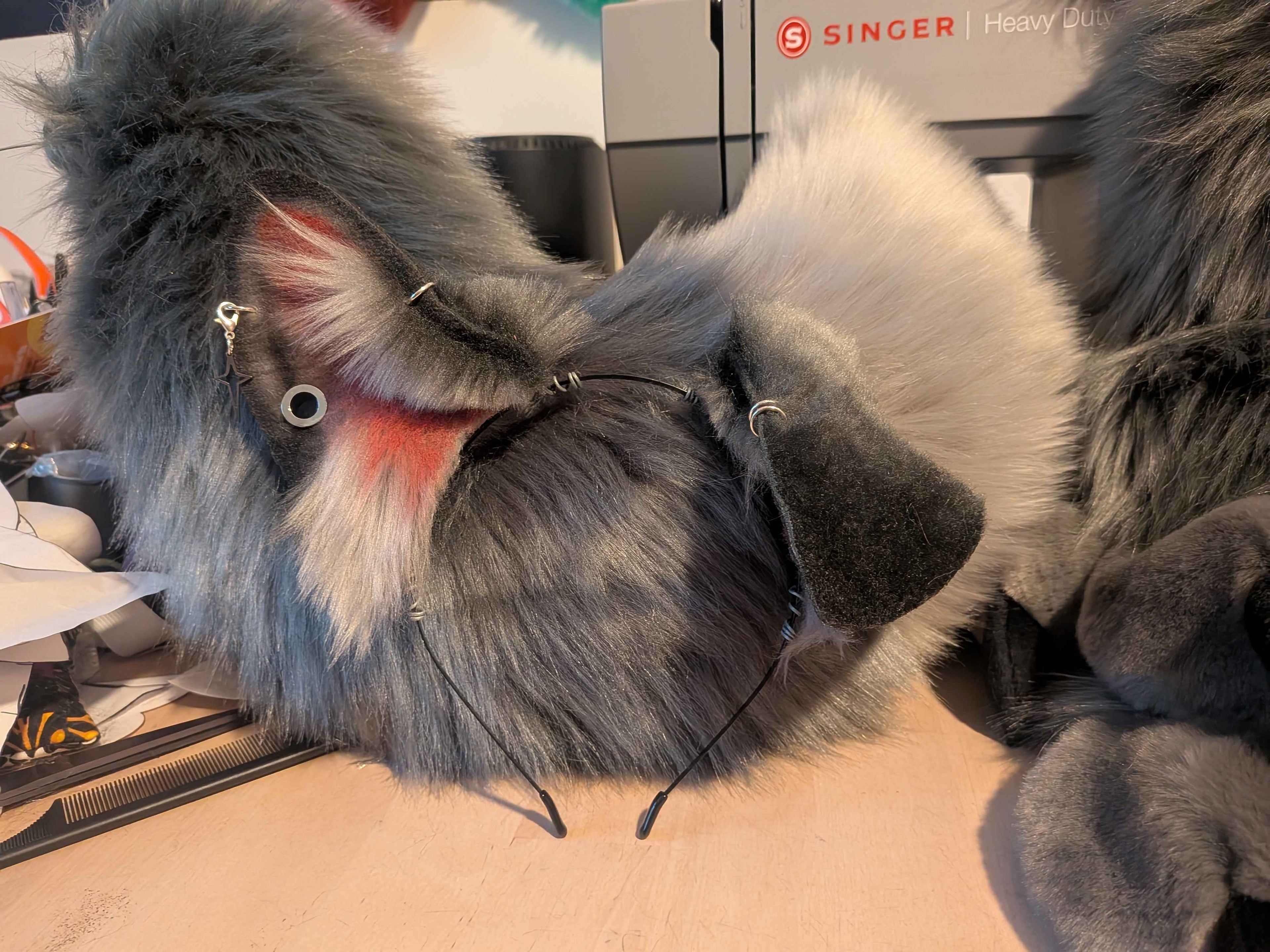 Grey Puppy Set - Ears, Half-Curl Tail, Paws!