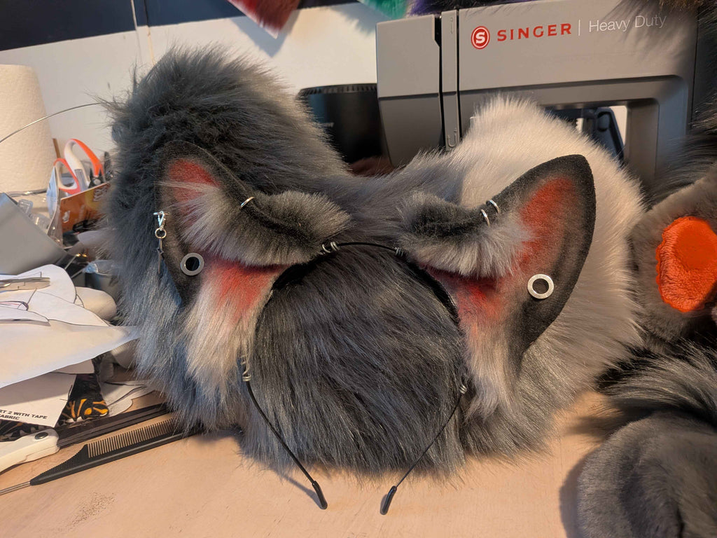 Grey Puppy Set - Ears, Half-Curl Tail, Paws!