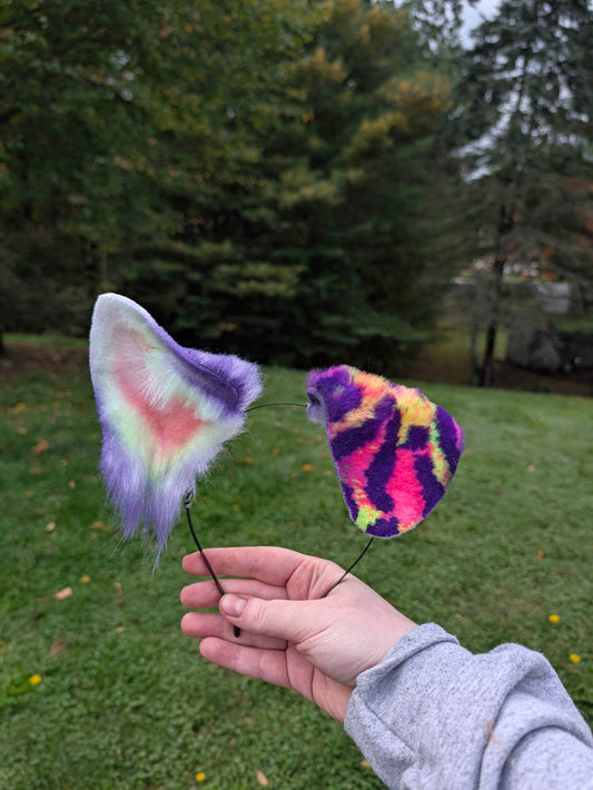 Neon Leopard-print Mismatched Puppy Ears