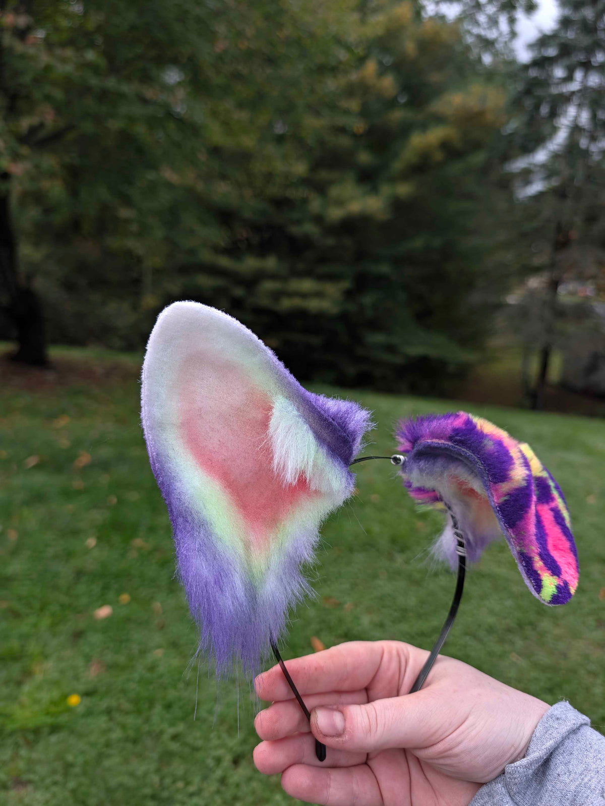 Neon Leopard-print Mismatched Puppy Ears