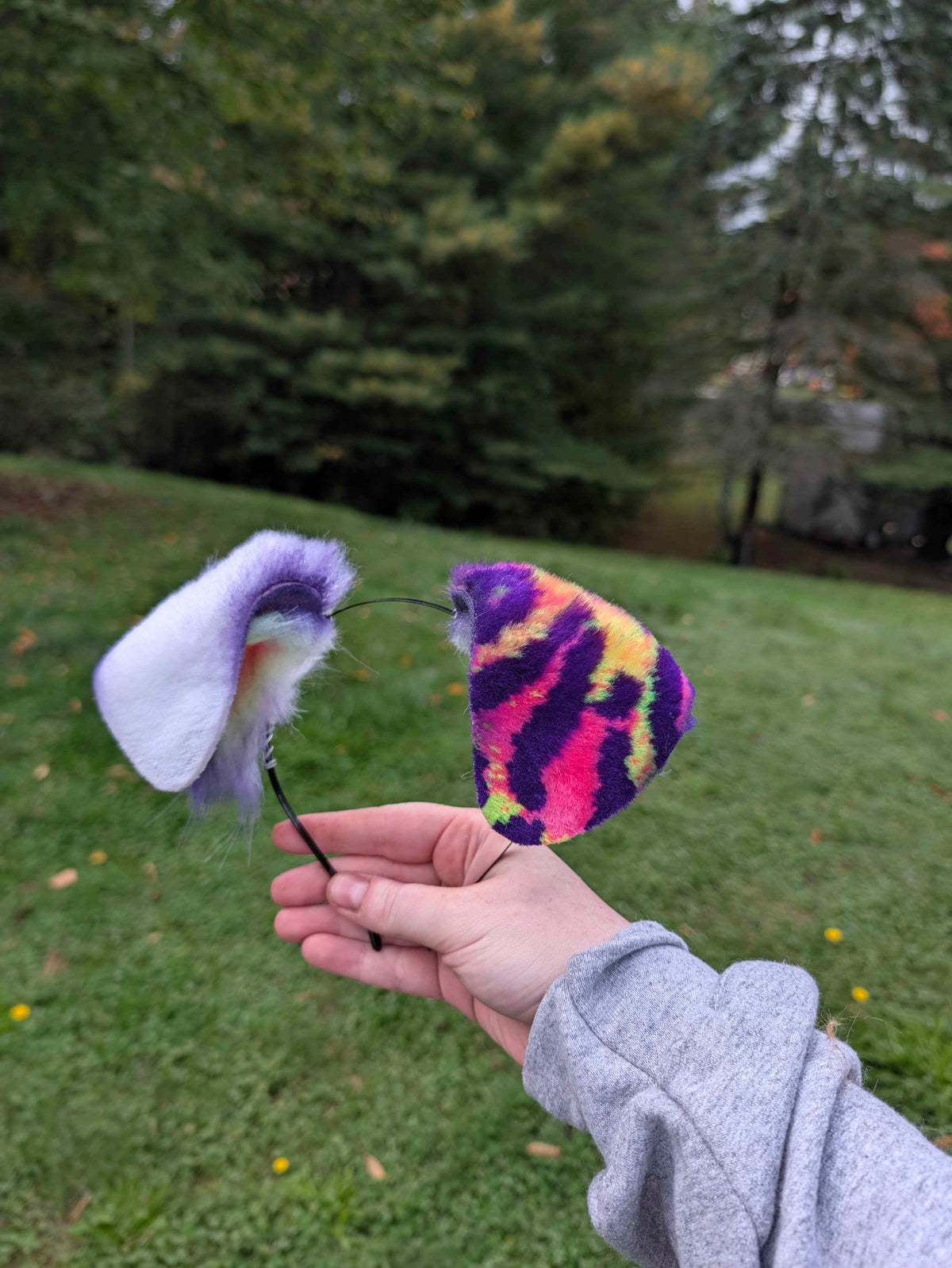 Neon Leopard-print Mismatched Puppy Ears