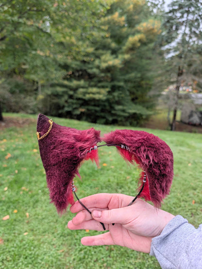 Burgundy/Red Fox Ears