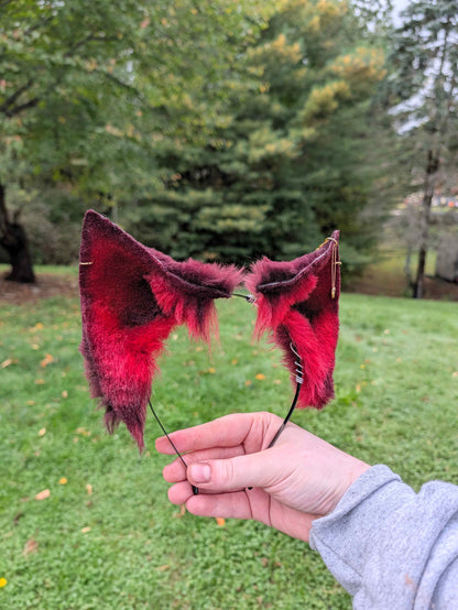Burgundy/Red Fox Ears