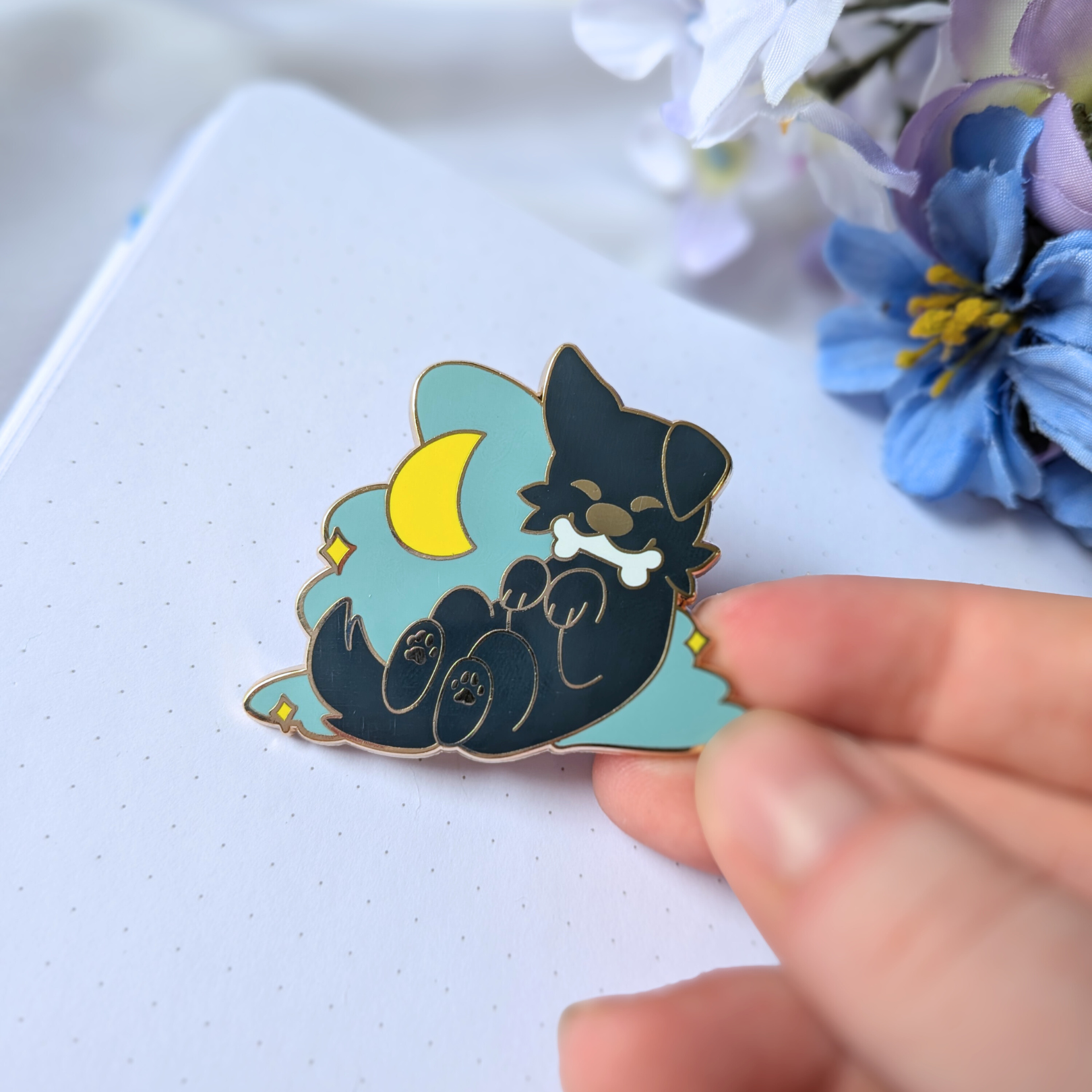 "Moon Doggie" Enamel Pin