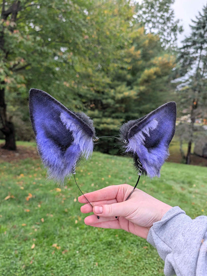 Black/Purple Tall Puppy Ears - DISCOUNTED - puppypilled