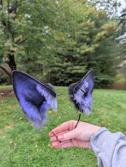 Black/Purple Tall Puppy Ears - DISCOUNTED - puppypilled