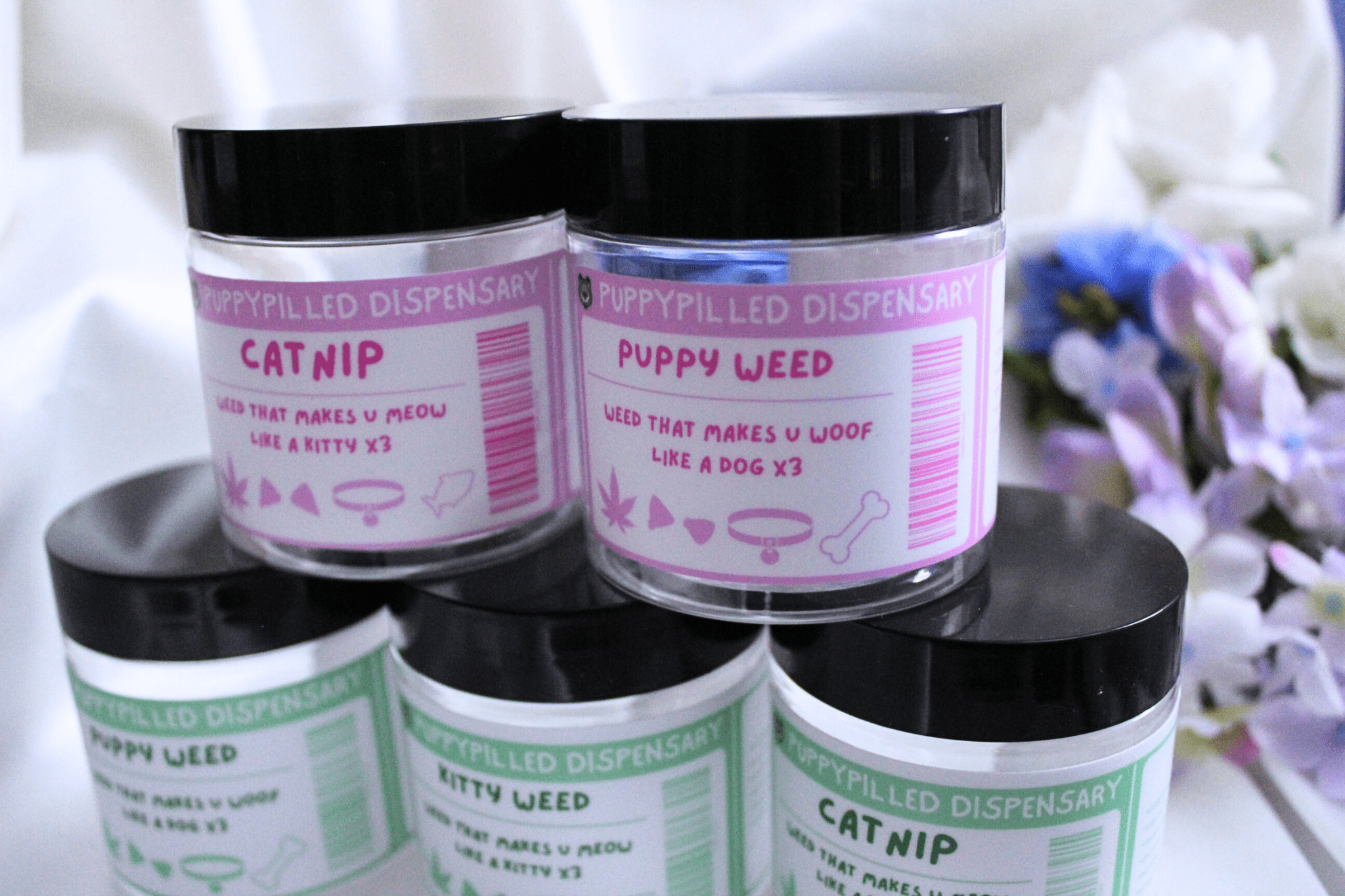Catnip Stash Jars - PINK VERSION - puppypilled