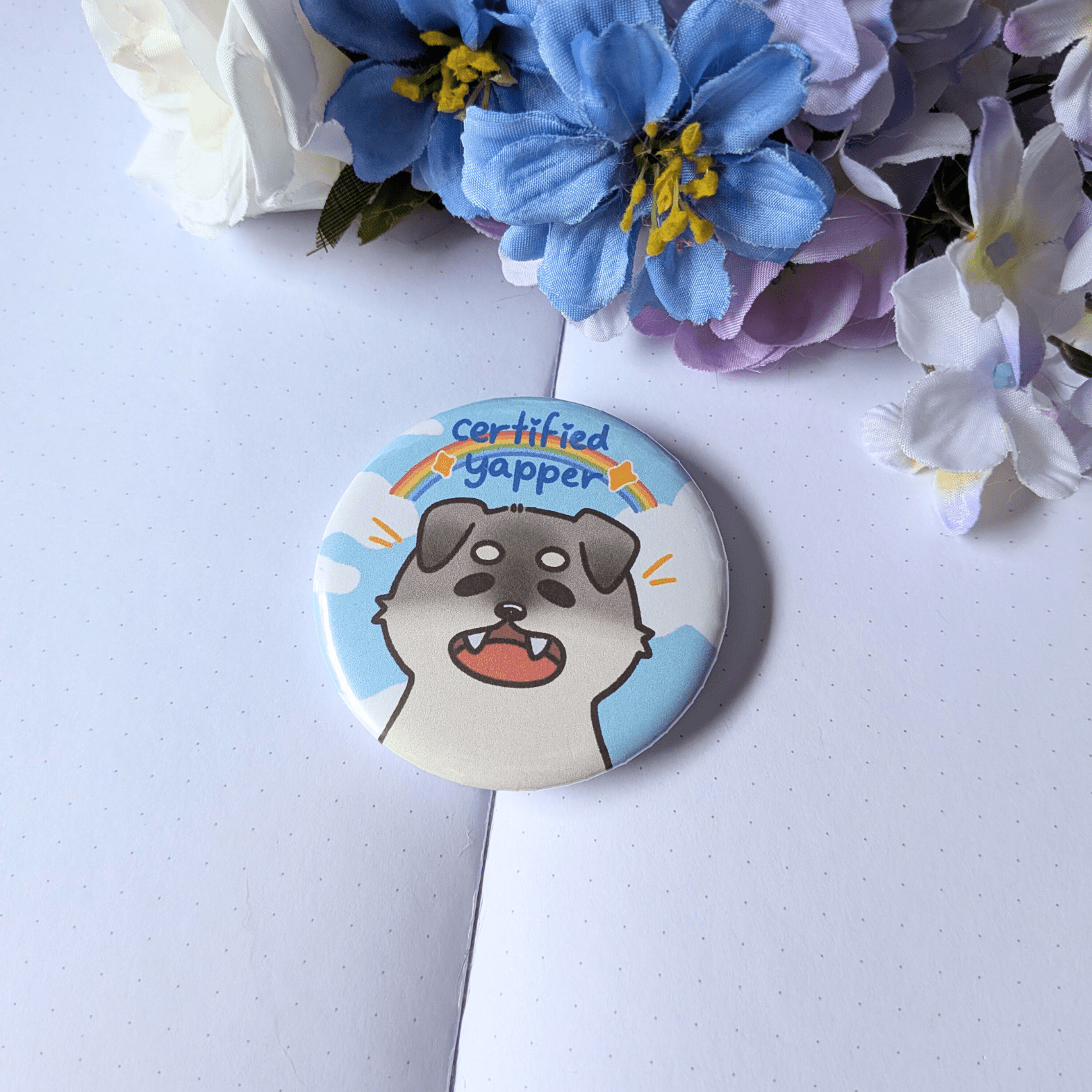 Certified Yapper Button Pin - puppypilled