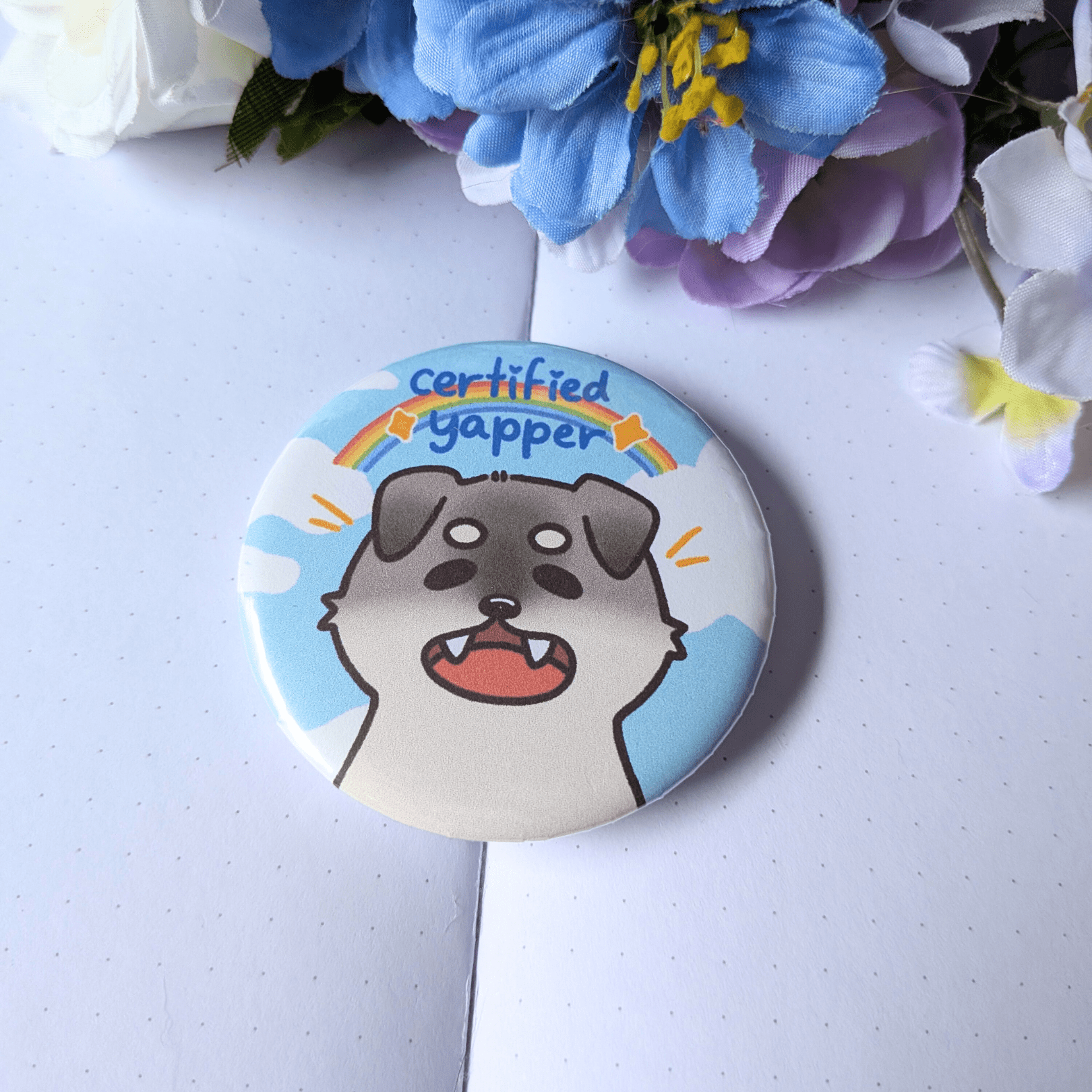 Certified Yapper Button Pin - puppypilled