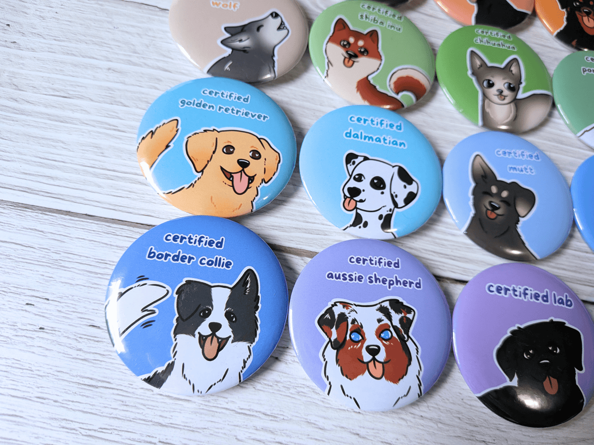 Dog Breed Button Pins - puppypilled