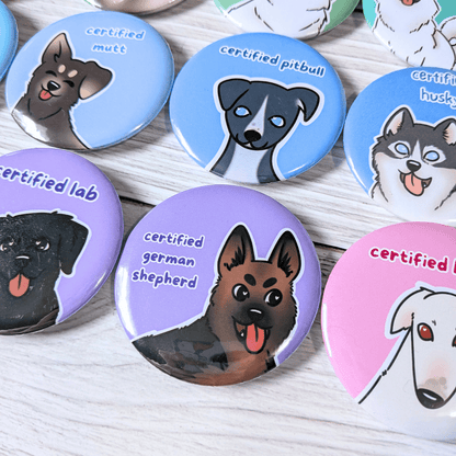 Dog Breed Button Pins - puppypilled