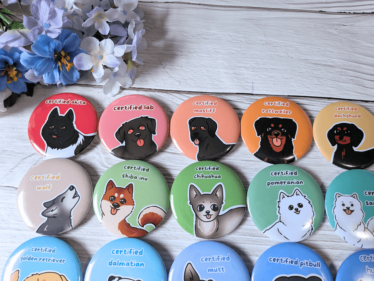 Dog Breed Button Pins - puppypilled