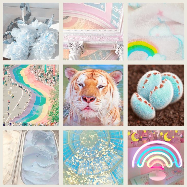 Pastel Rainbow Tiger Moodboard Ears