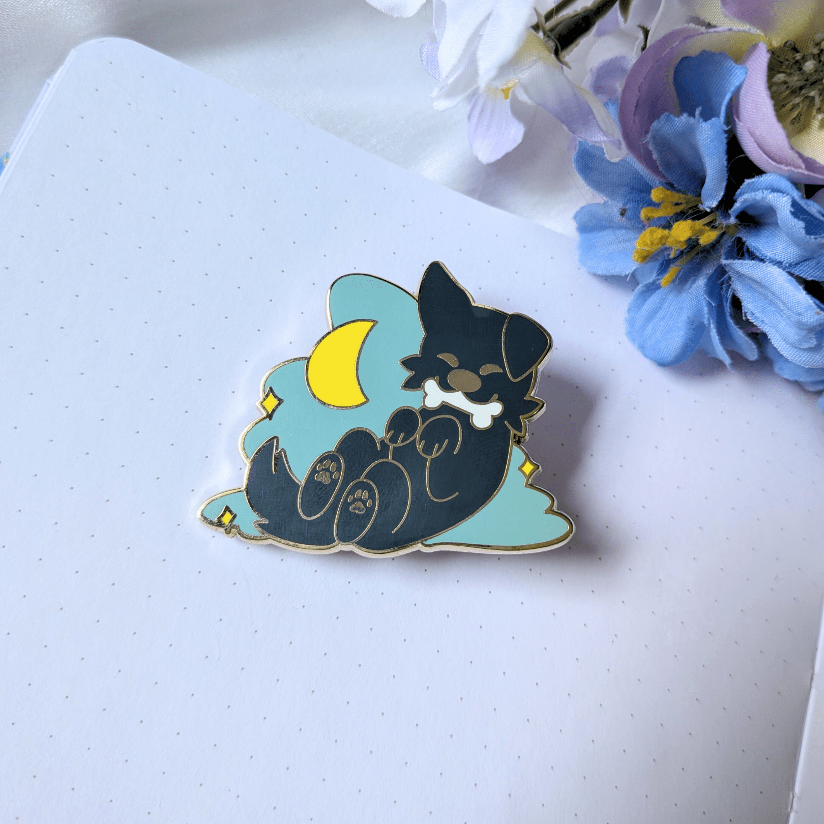 "Moon Doggie" Enamel Pin - puppypilled